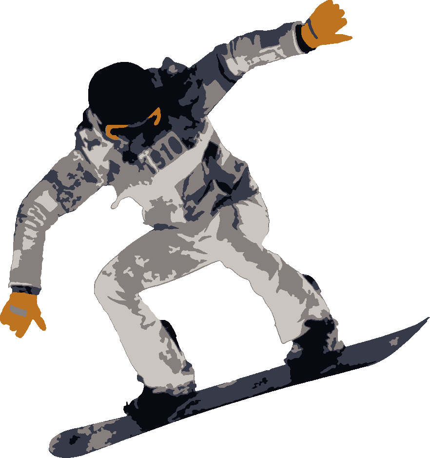 Snowboarder stencil, painted in 5 colors