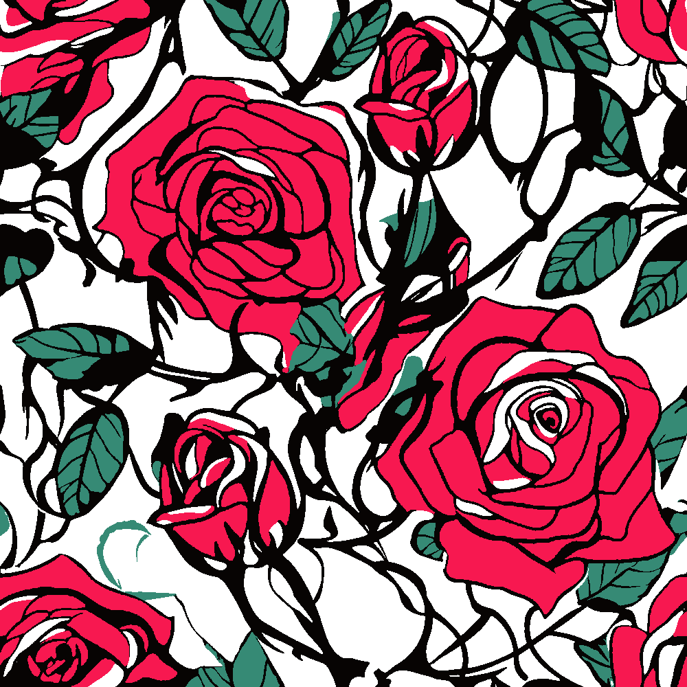 Roses stencil, painted in 3 colors