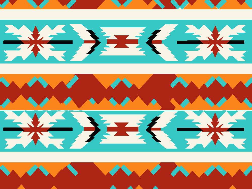 Aztec Blanket stencil, painted in 5 colors