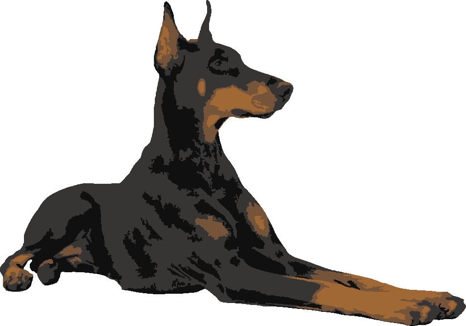 Doberman – Lying Down stencil, painted in 4 colors