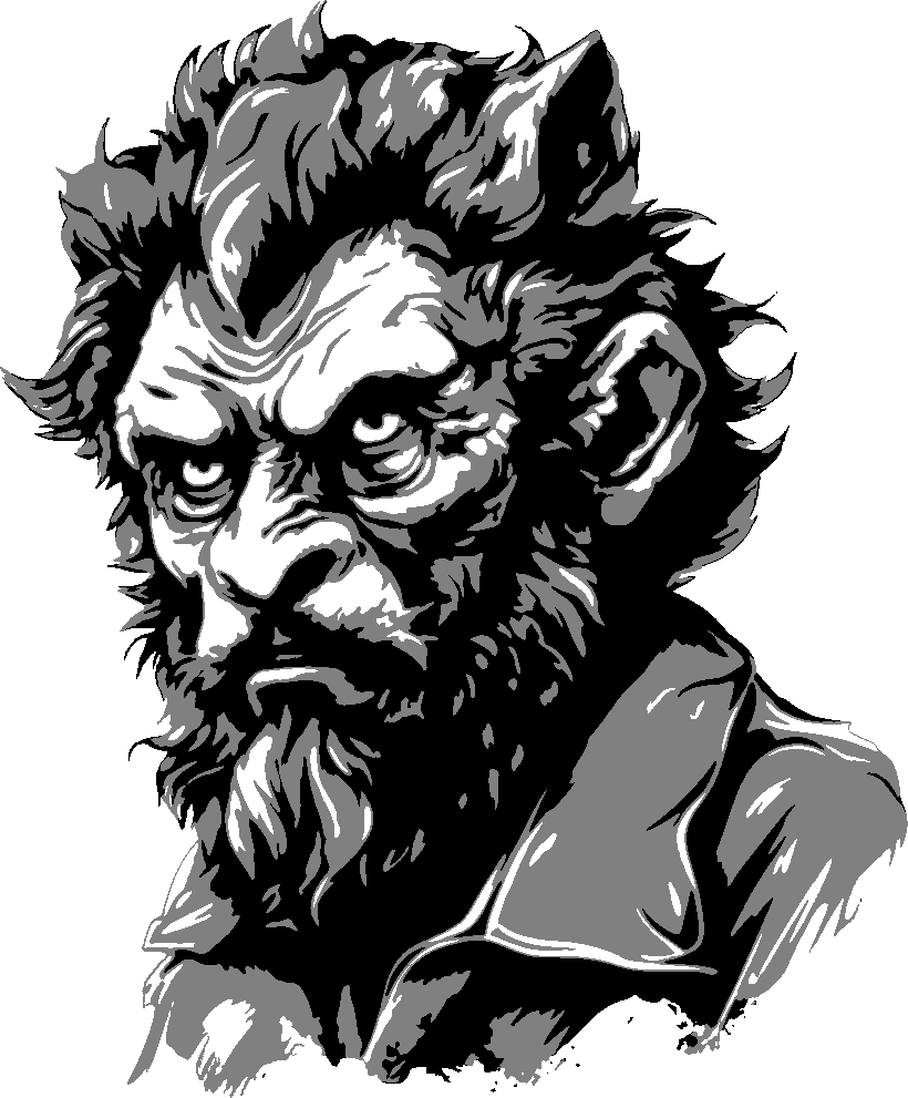 Werewolf stencil, painted in 3 grays