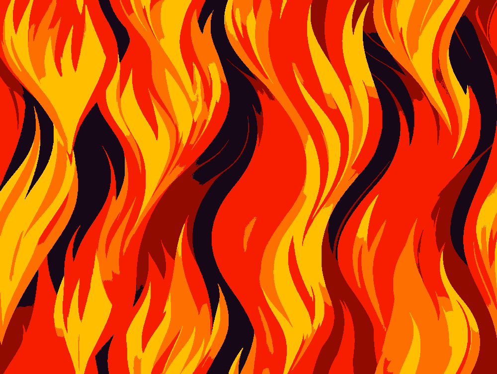Flame Pattern stencil, painted in 5 colors