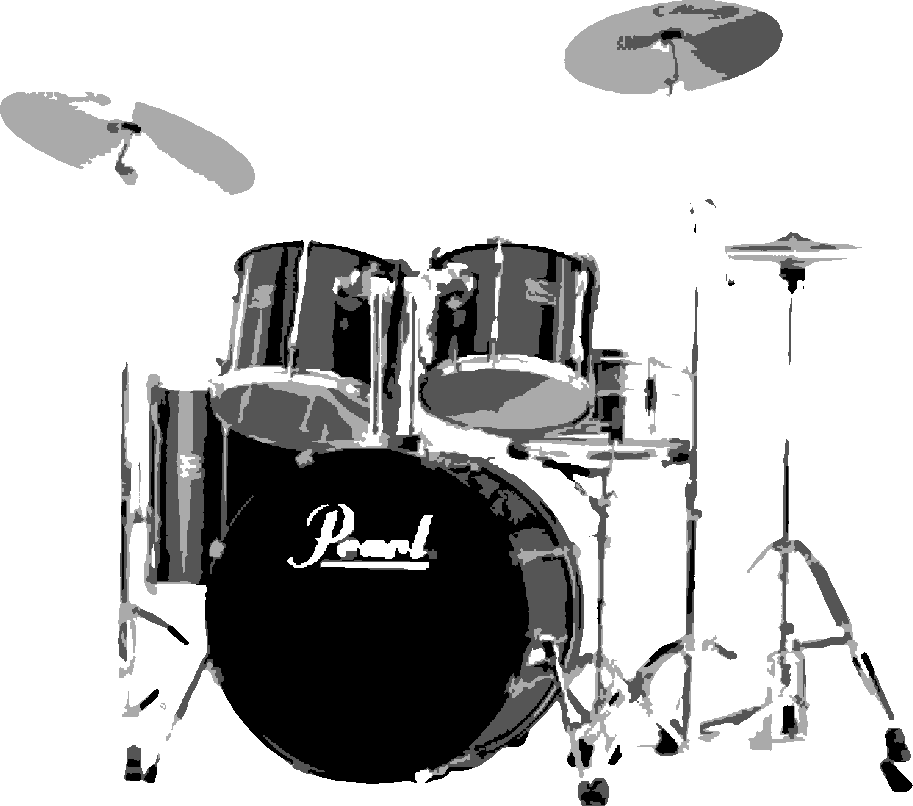 Drum Kit stencil, painted in 4 grays