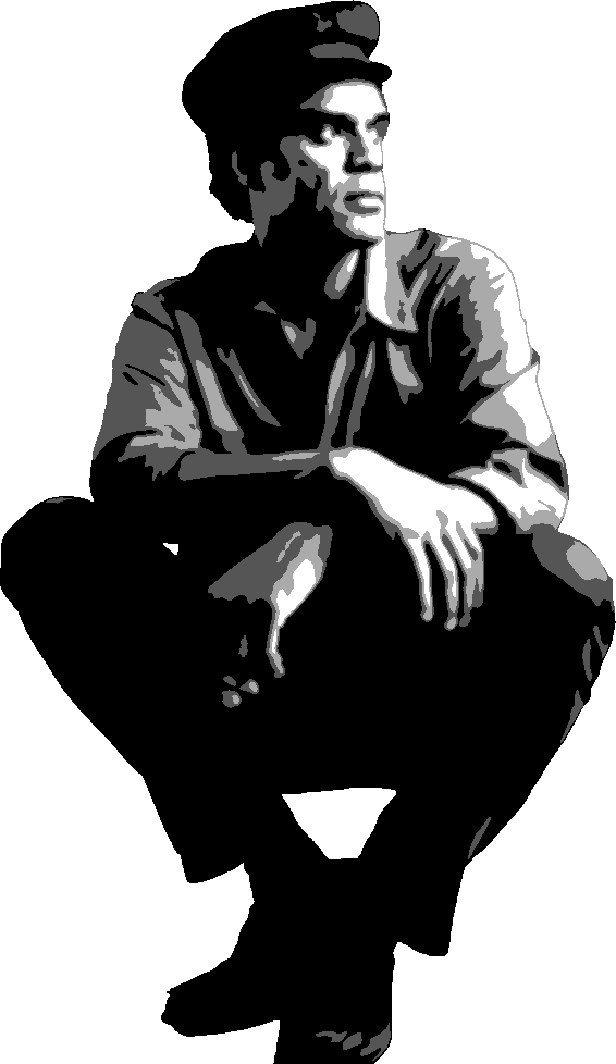 Huey Newton stencil, painted in 4 grays