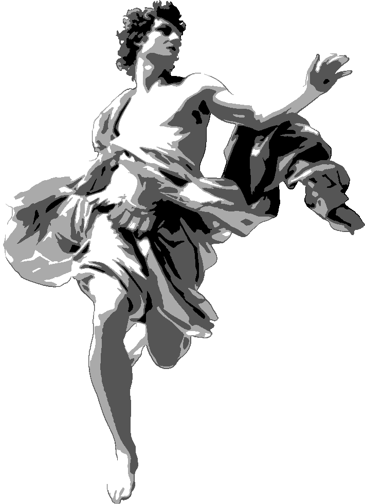 Hermes stencil, painted in 4 grays