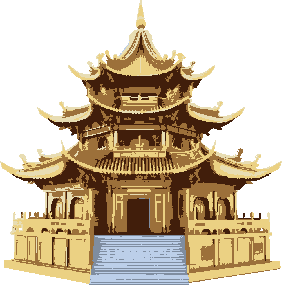 Buddhist Temple stencil, painted in 6 colors