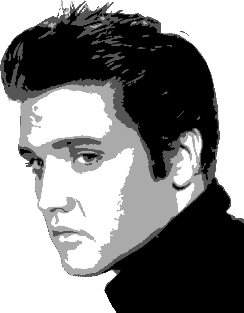 Elvis in Profile stencil, painted in 4 grays