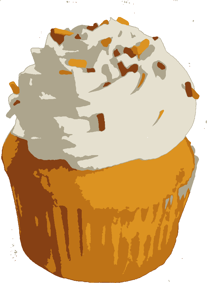 Cupcake with Sprinkles stencil, painted in 5 colors