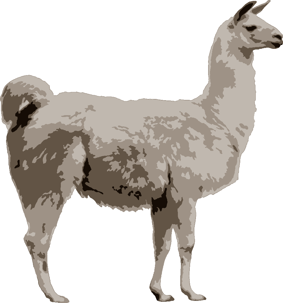 Llama stencil, painted in 4 colors