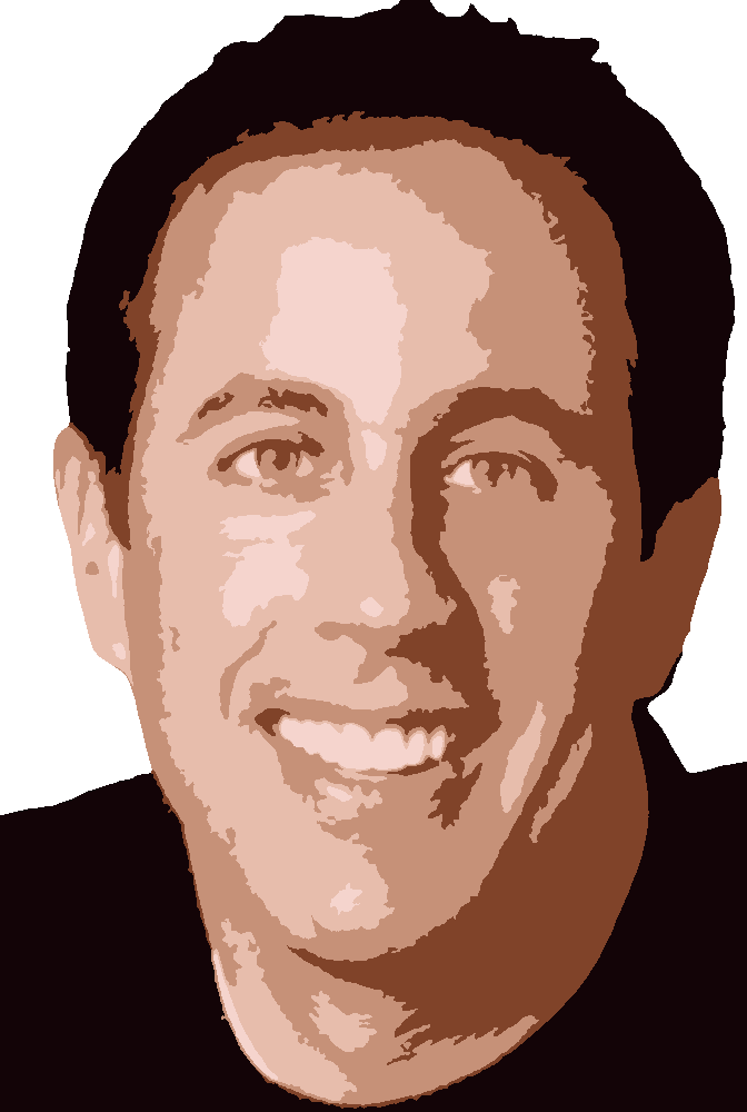 Jerry Seinfeld stencil, painted in 5 colors