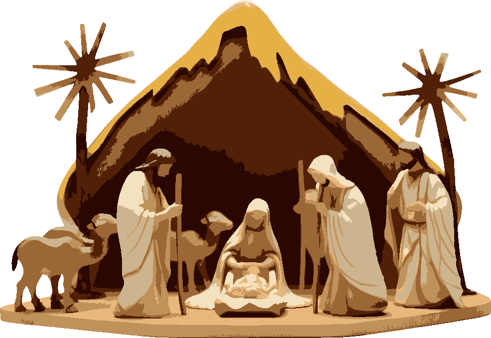 The Nativity stencil, painted in 8 colors