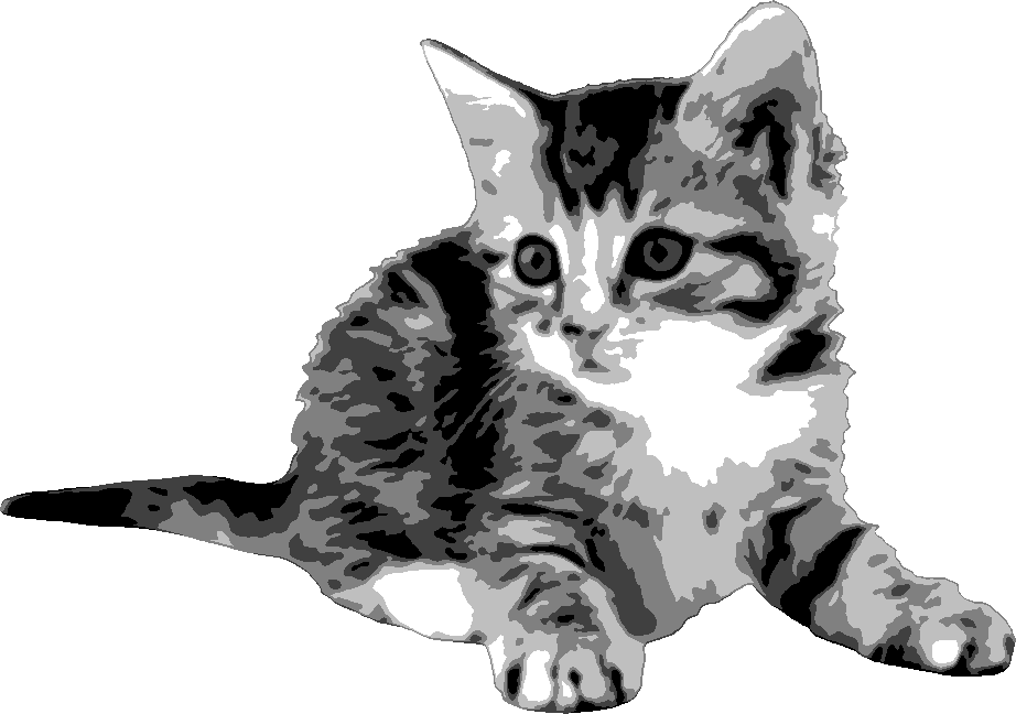 Kitten Playing stencil, painted in 5 grays