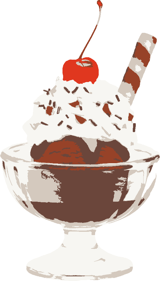 Ice Cream Sundae stencil, painted in 5 colors