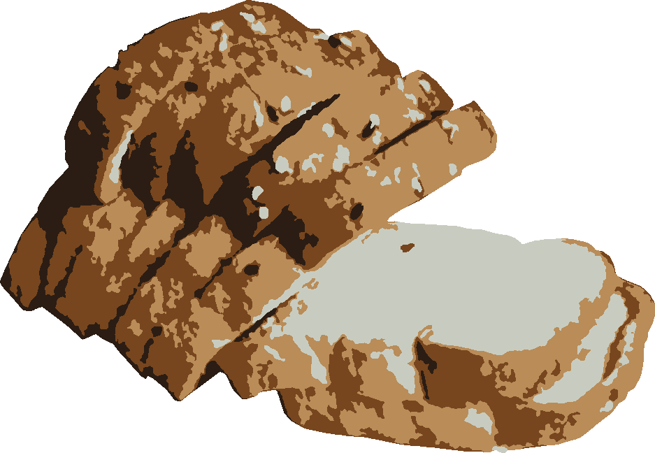 Sliced Bread stencil, painted in 4 colors