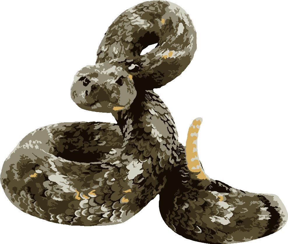 Rattlesnake stencil, painted in 6 colors