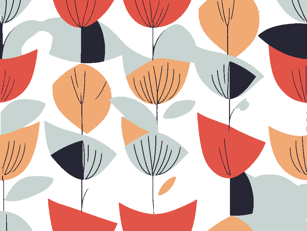MCM Trees stencil, painted in 4 colors