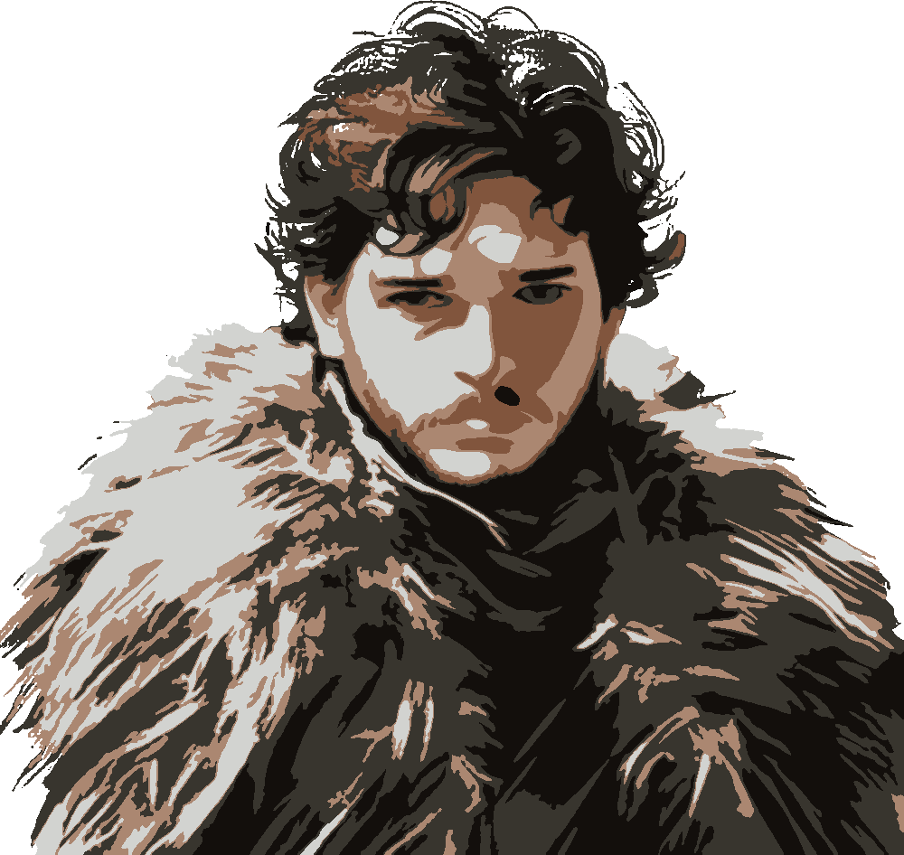 Jon Snow stencil, painted in 5 colors