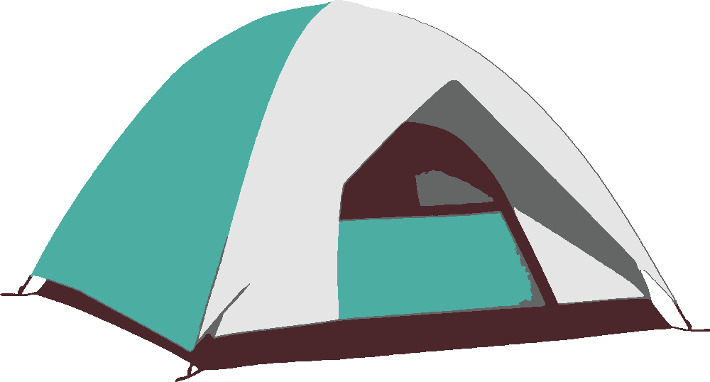Pop-Up Tent stencil, painted in 4 colors