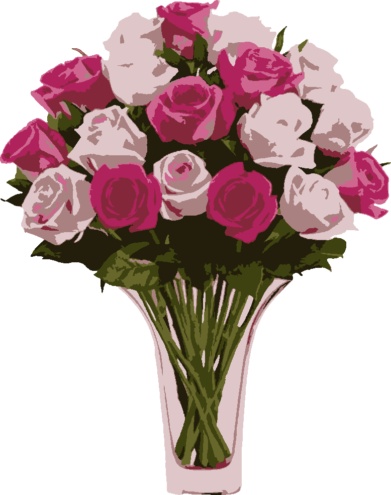 Bouquet of Roses stencil, painted in 8 colors