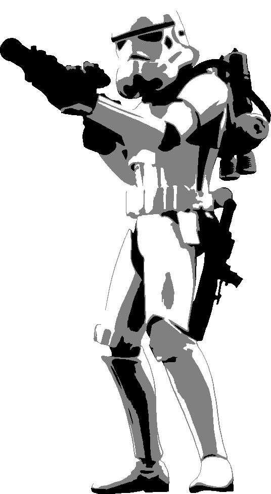 Stormtrooper Firing stencil, painted in 3 grays