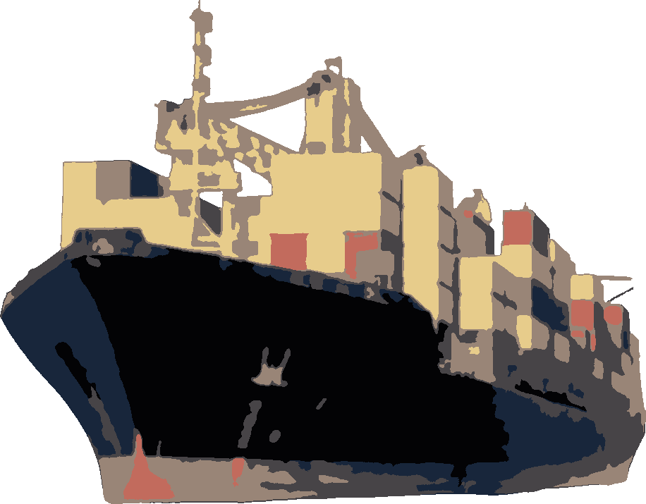 Cargo Ship stencil, painted in 6 colors