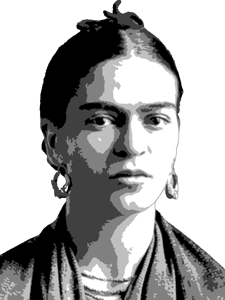 Frida Kahlo – Close-Up Portrait stencil, painted in 5 grays