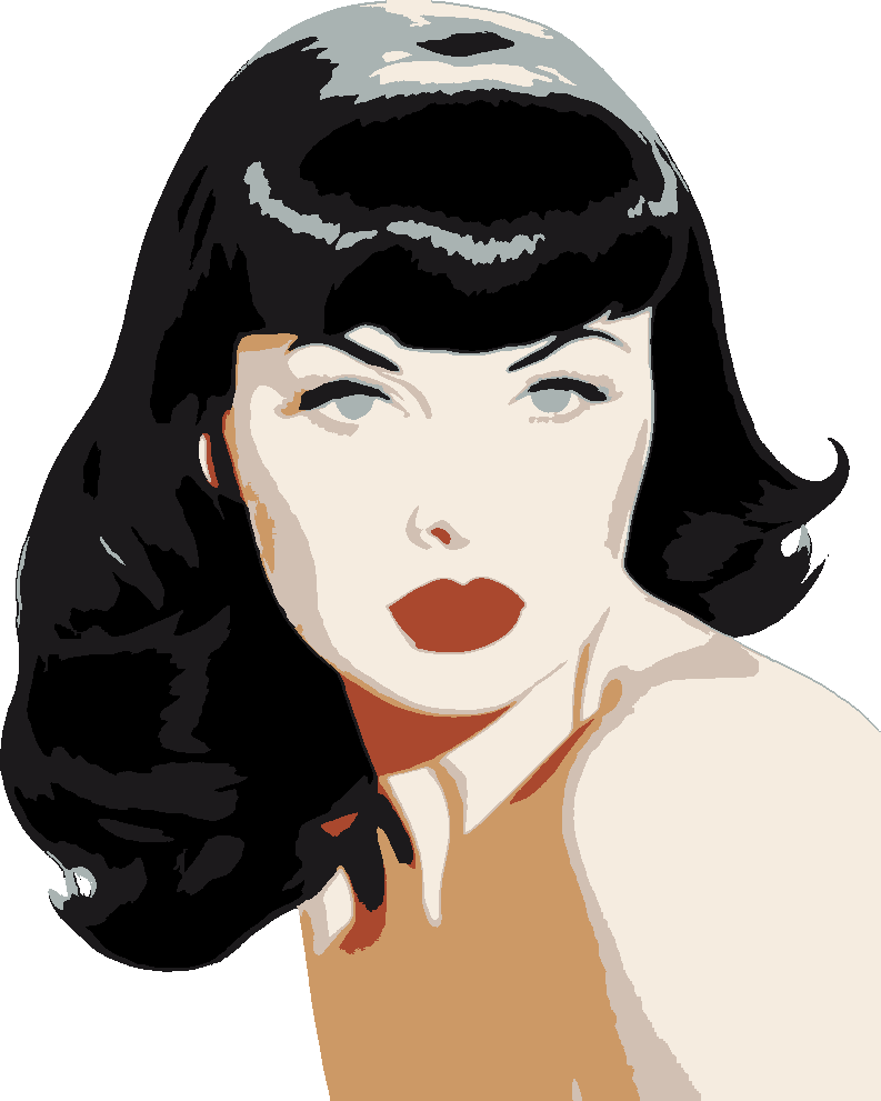 Betty Page stencil, painted in 7 colors
