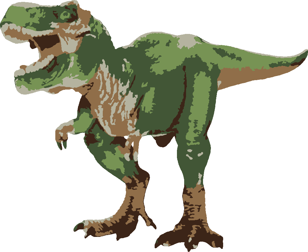 T Rex stencil, painted in 5 colors