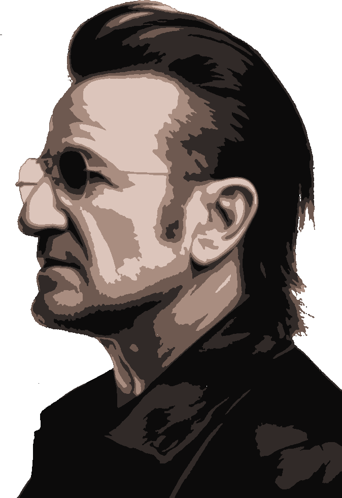 Bono stencil, painted in 5 colors