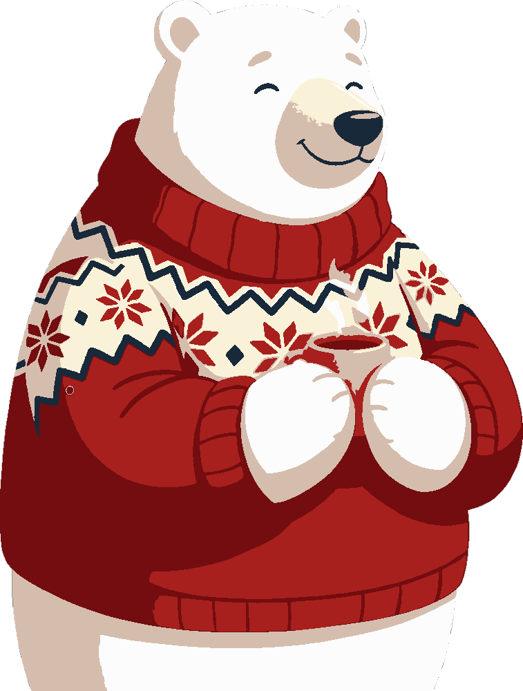 Polar Bear in a Sweater stencil, painted in 6 colors