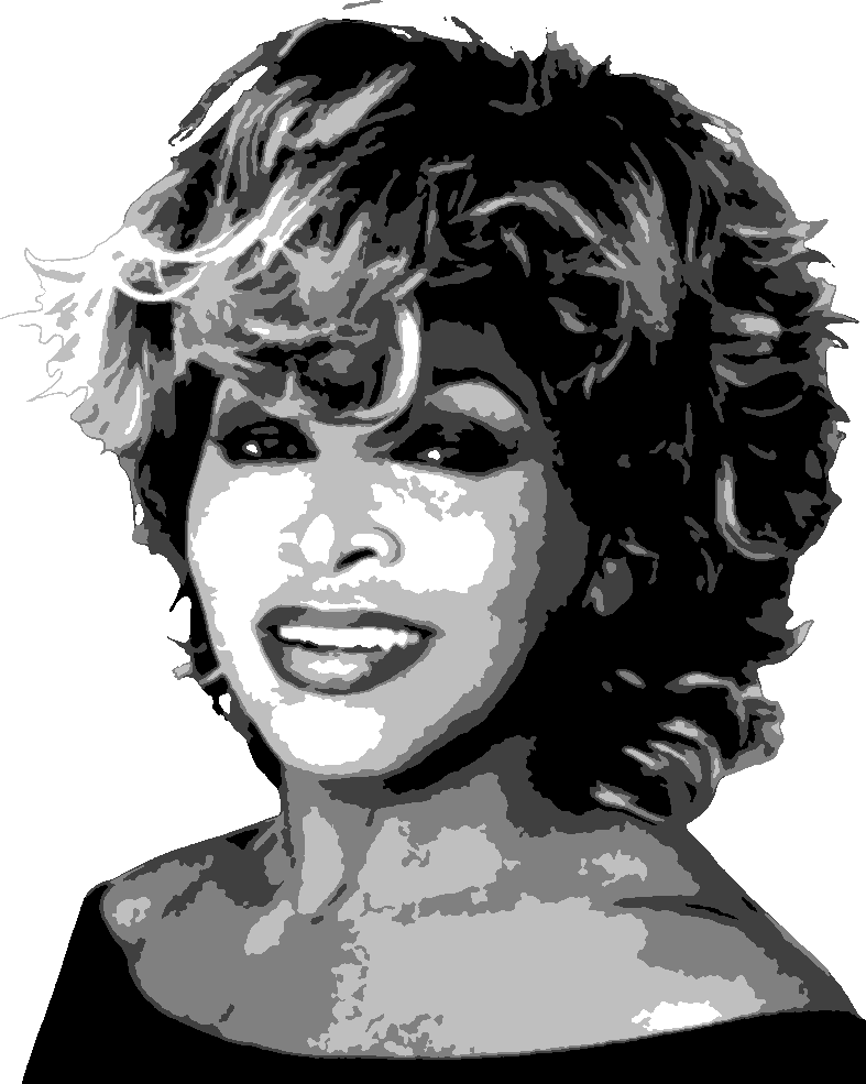 Tina Turner stencil, painted in 5 grays