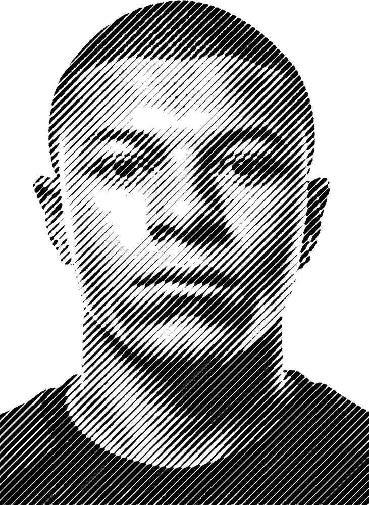 Kylian Mbappé stencil, painted as a grayscale halftone