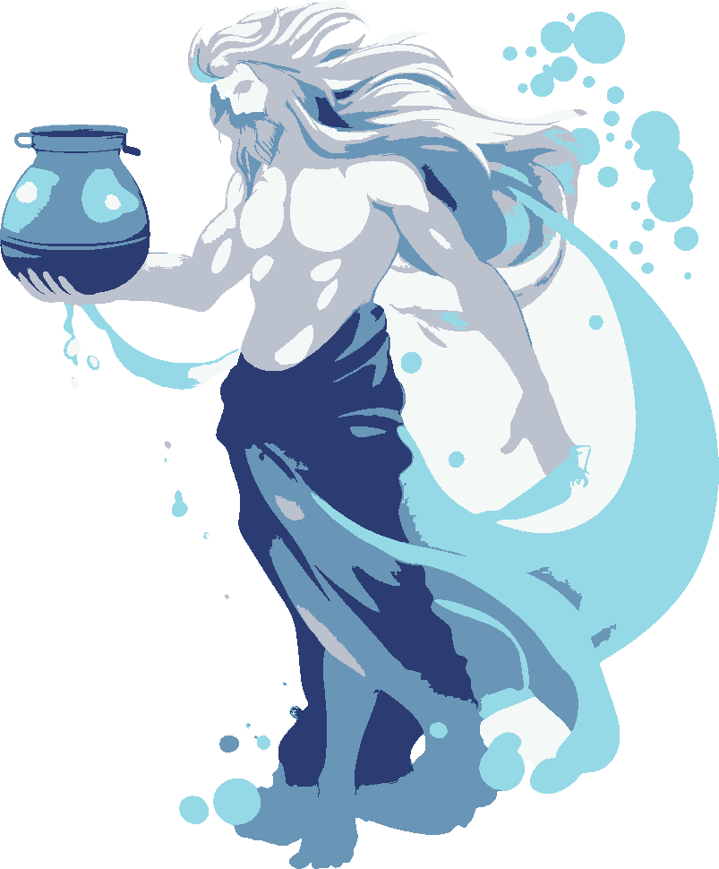 Aquarius stencil, painted in 5 colors