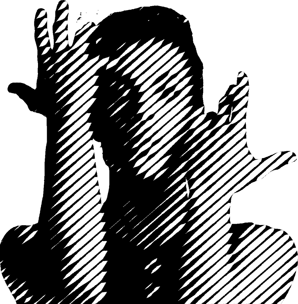 Prince Abstract Halftone stencil, painted as a grayscale reverse halftone