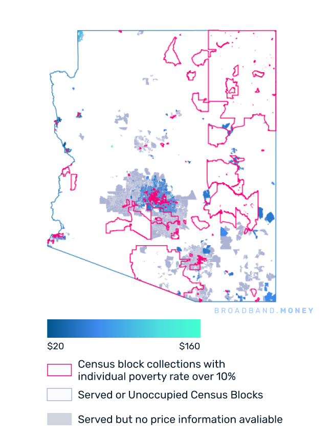 Arizona broadband investment pricing and competition map