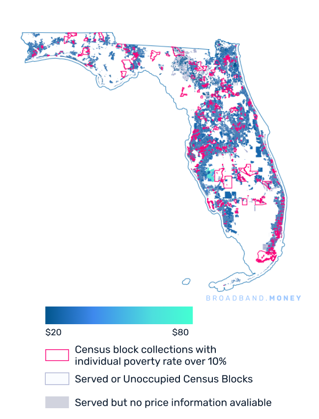 Florida broadband investment pricing and competition map