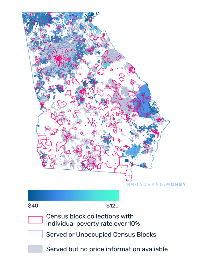 Georgia broadband investment pricing and competition map