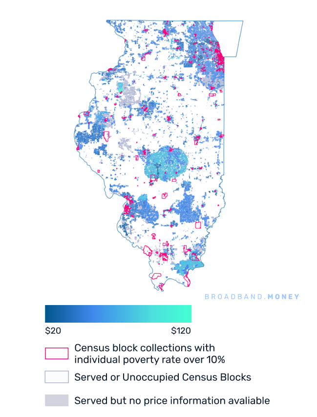 Illinois broadband investment pricing and competition map