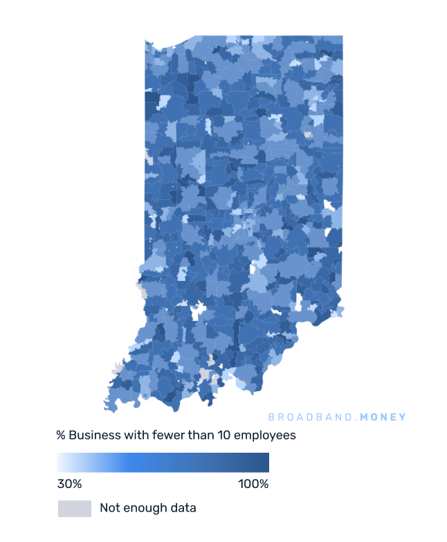 Indiana broadband investment map small business establishments 