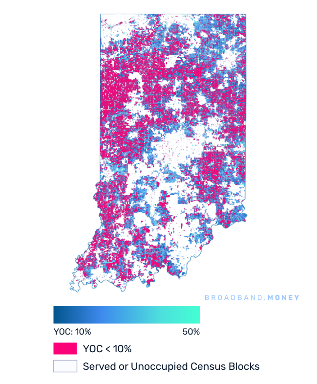 Indiana broadband investment map yield on cost