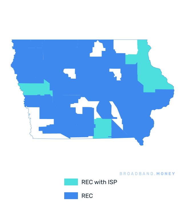 Iowa broadband investment map REC coverage