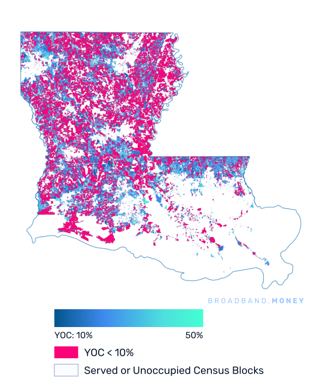 Louisiana broadband investment map yield on cost