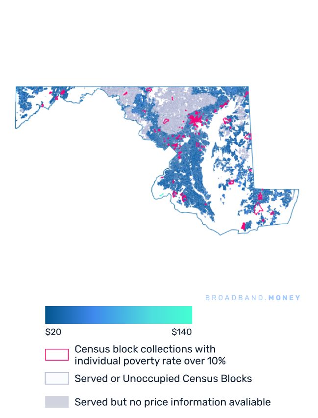 Maryland broadband investment pricing and competition map