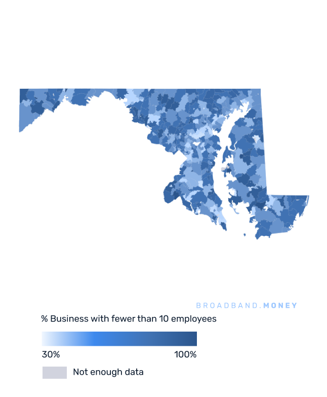 Maryland broadband investment map small business establishments 