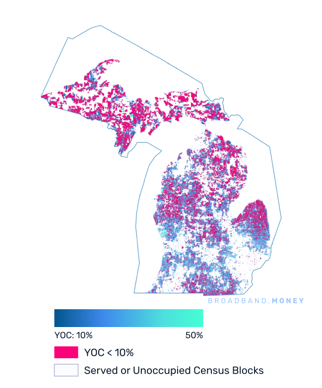 Michigan broadband investment map yield on cost