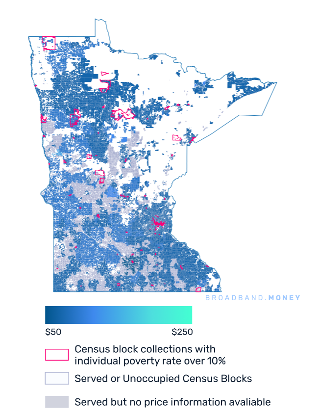 Minnesota broadband investment pricing and competition map