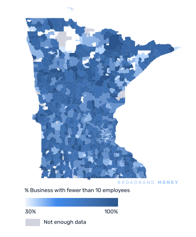 Minnesota broadband investment map small business establishments 