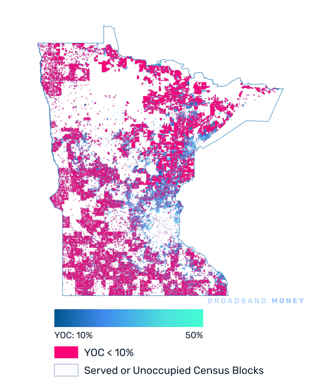 Minnesota broadband investment map yield on cost