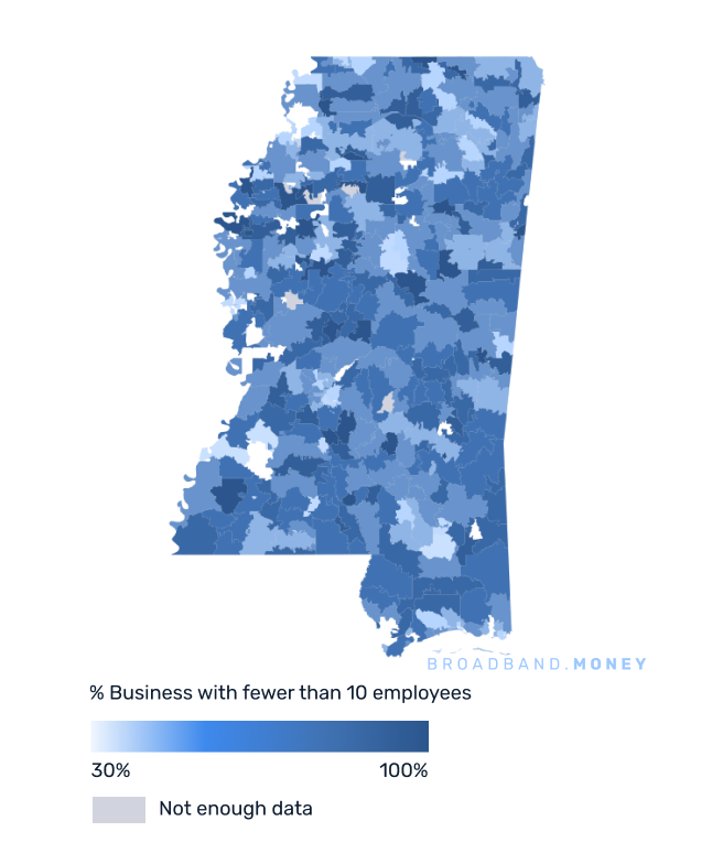 Mississippi broadband investment map small business establishments 
