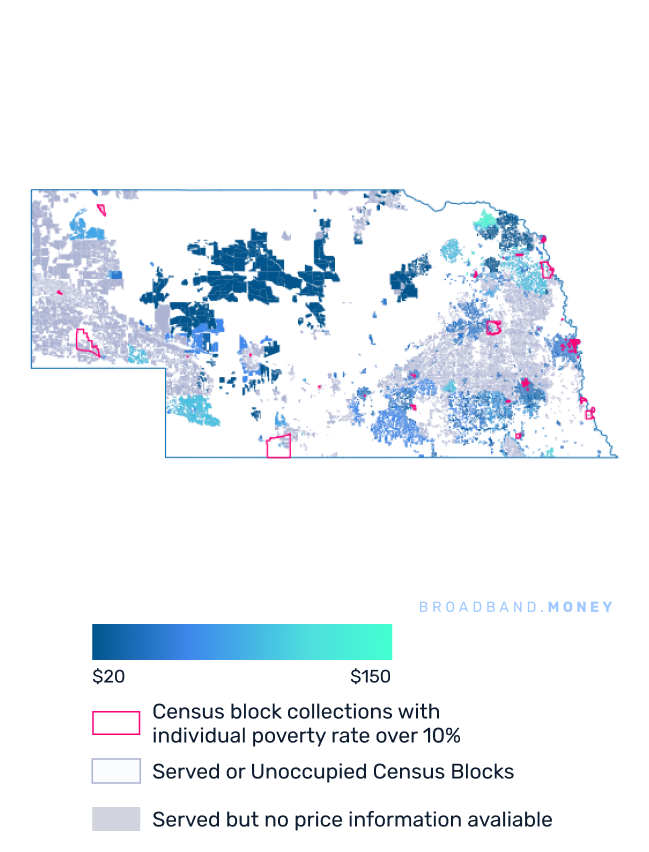 Nebraska broadband investment pricing and competition map